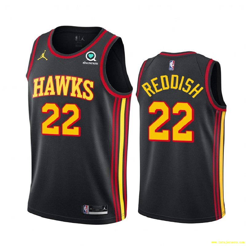 Atlanta Hawks #22 Cam Reddish Statement Edition Black Men Jumpman Jersey