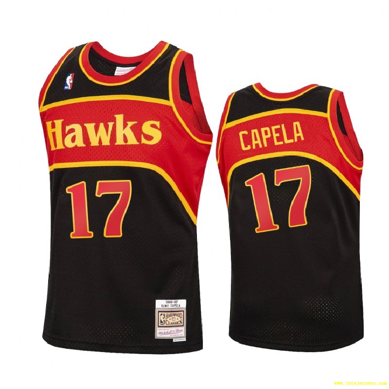 Men’s Atlanta Hawks Clint Capela #17 Black Reload Hardwood Classics Jersey