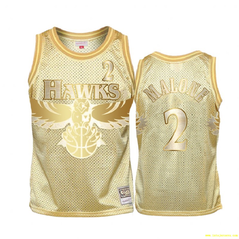 Limited Gold Atlanta Hawks #2 Moses Malone Midas SM Jersey